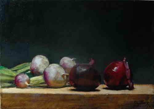 OIGNONS ET NAVETS HST (VENDU) - © Christophe Thiry, peintre