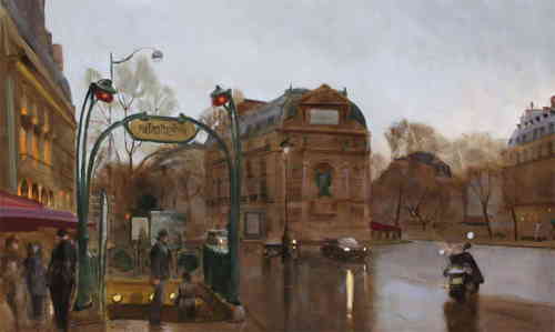 LA PLACE SAINT MICHEL HST 81X130 CM (VENDU) - © Christophe Thiry, peintre
