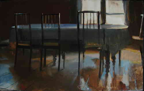 LA TABLE FAMILIALE HST 38X61 CM - © Christophe Thiry, peintre